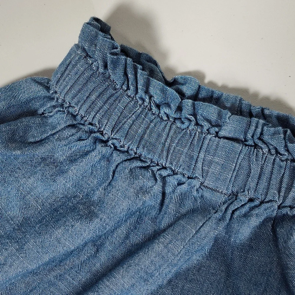 J. Crew cotton blue chambray‎ off shoulder blouse top 12